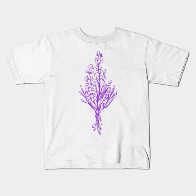 Lavender Branches Kids T-Shirt by therinanana